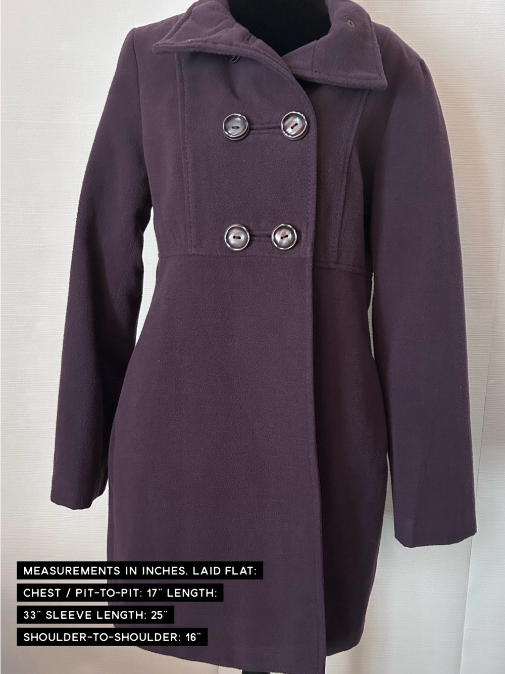 Atmosphere Double-Breasted Purple Pea Coat